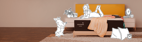 Illustration of character lying on a Chill mattress